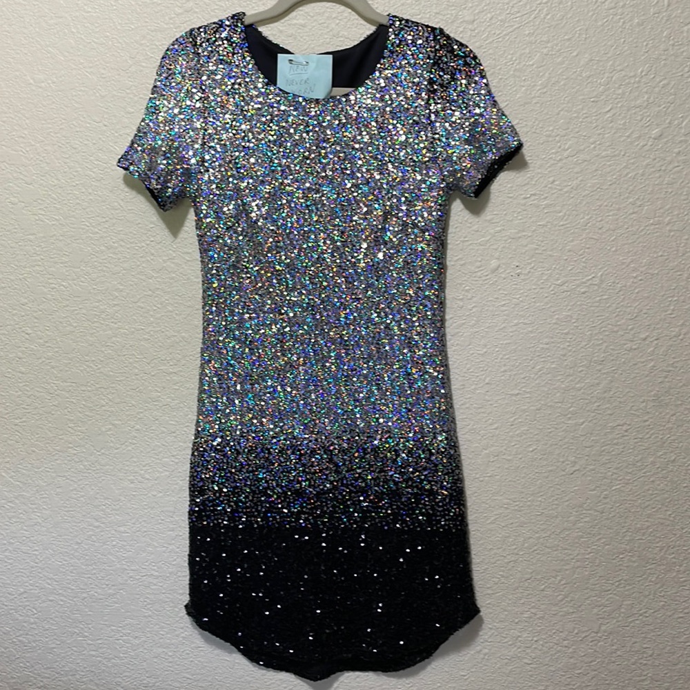Sage Women’s Silver To Black Ombré Sequin Dress. NWOT. Very Pretty. Size S.